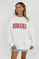 NEBRASKA CORNHUSKERS ALL-STAR APPEAL PREMIUM FLEECE DROP SHOULDER CREWNECK PULLOVER BY MADI PREWETT TROUTT