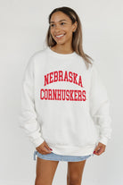 NEBRASKA CORNHUSKERS ALL-STAR STYLE PREMIUM FLEECE DROP SHOULDER CREWNECK PULLOVER BY MADI PREWETT TROUTT