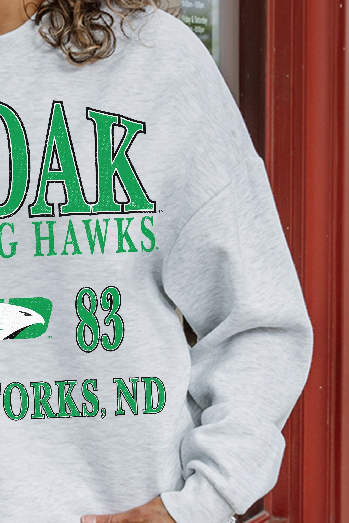 NORTH DAKOTA FIGHTING HAWKS ALLEGIANCE PREMIUM FLEECE DROP SHOULDER CREWNECK PULLOVER