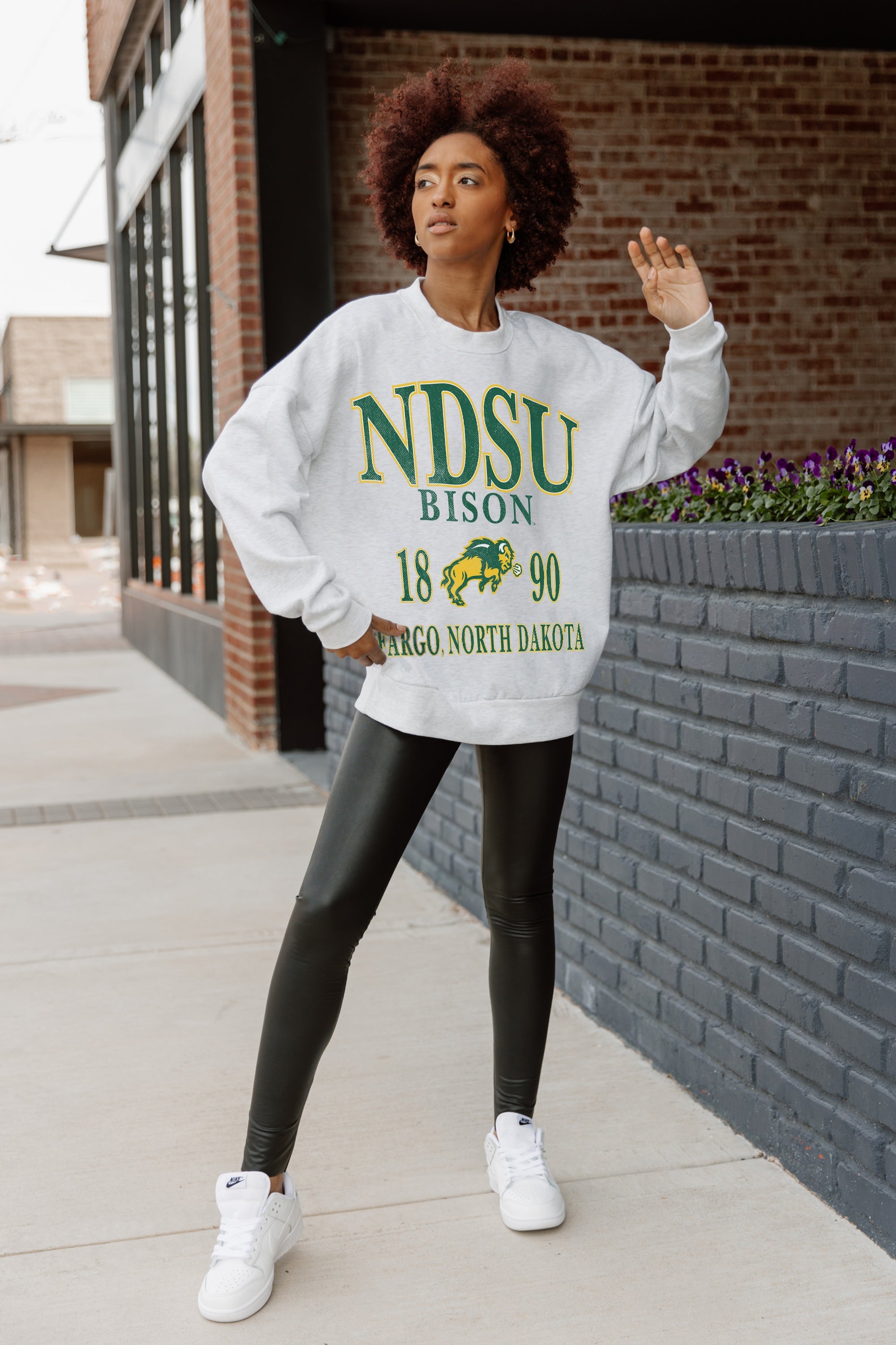 NORTH DAKOTA STATE BISON ALLEGIANCE PREMIUM FLEECE DROP SHOULDER CREWNECK PULLOVER