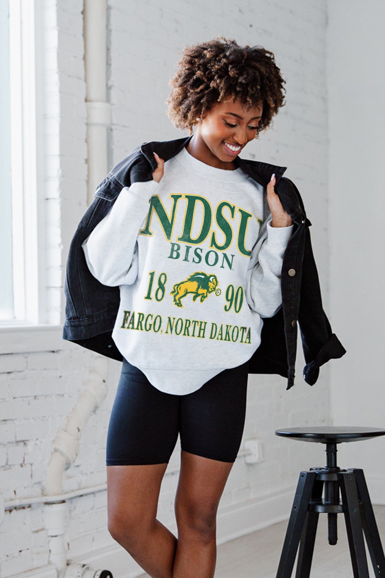 NORTH DAKOTA STATE BISON ALLEGIANCE PREMIUM FLEECE DROP SHOULDER CREWNECK PULLOVER