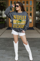 NORTH DAKOTA STATE BISON WILD TAILGATE PREMIUM FLEECE DROP SHOULDER CREWNECK PULLOVER