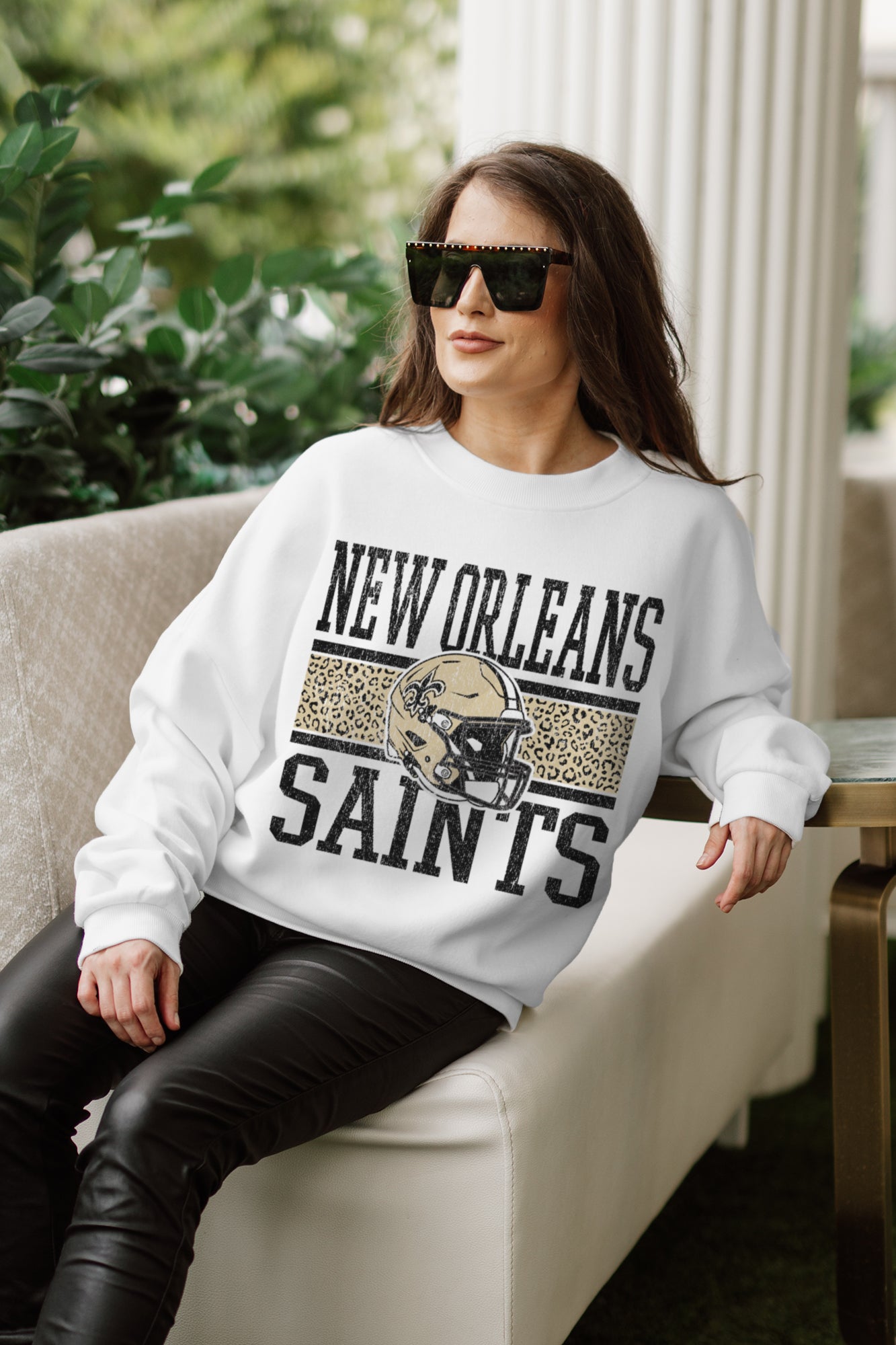 NEW ORLEANS SAINTS FAIR CATCH PREMIUM FLEECE DROP SHOULDER CREWNECK PULLOVER