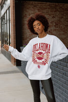 OKLAHOMA SOONERS BASES LOADED PREMIUM FLEECE DROP SHOULDER CREWNECK PULLOVER