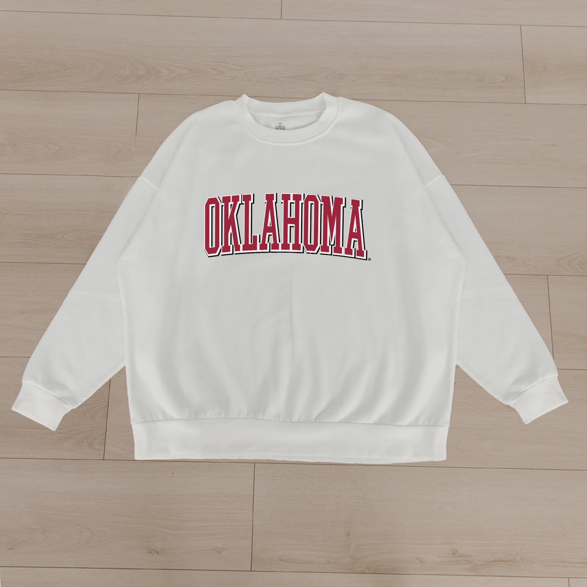 OKLAHOMA SOONERS ALL-STAR APPEAL PREMIUM FLEECE DROP SHOULDER CREWNECK PULLOVER BY MADI PREWETT TROUTT