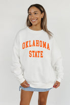 OKLAHOMA STATE COWBOYS ALL-STAR STYLE PREMIUM FLEECE DROP SHOULDER CREWNECK PULLOVER BY MADI PREWETT TROUTT