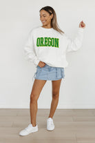 OREGON DUCKS ALL-STAR APPEAL PREMIUM FLEECE DROP SHOULDER CREWNECK PULLOVER BY MADI PREWETT TROUTT