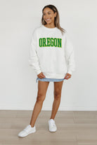 OREGON DUCKS ALL-STAR APPEAL PREMIUM FLEECE DROP SHOULDER CREWNECK PULLOVER BY MADI PREWETT TROUTT