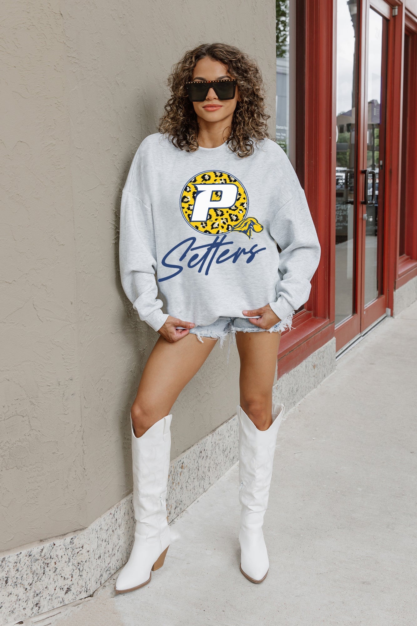 PACE SETTERS GOING WILD PREMIUM FLEECE DROP SHOULDER CREWNECK PULLOVER