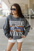 PEPPERDINE WAVES WILD TAILGATE PREMIUM FLEECE DROP SHOULDER CREWNECK PULLOVER