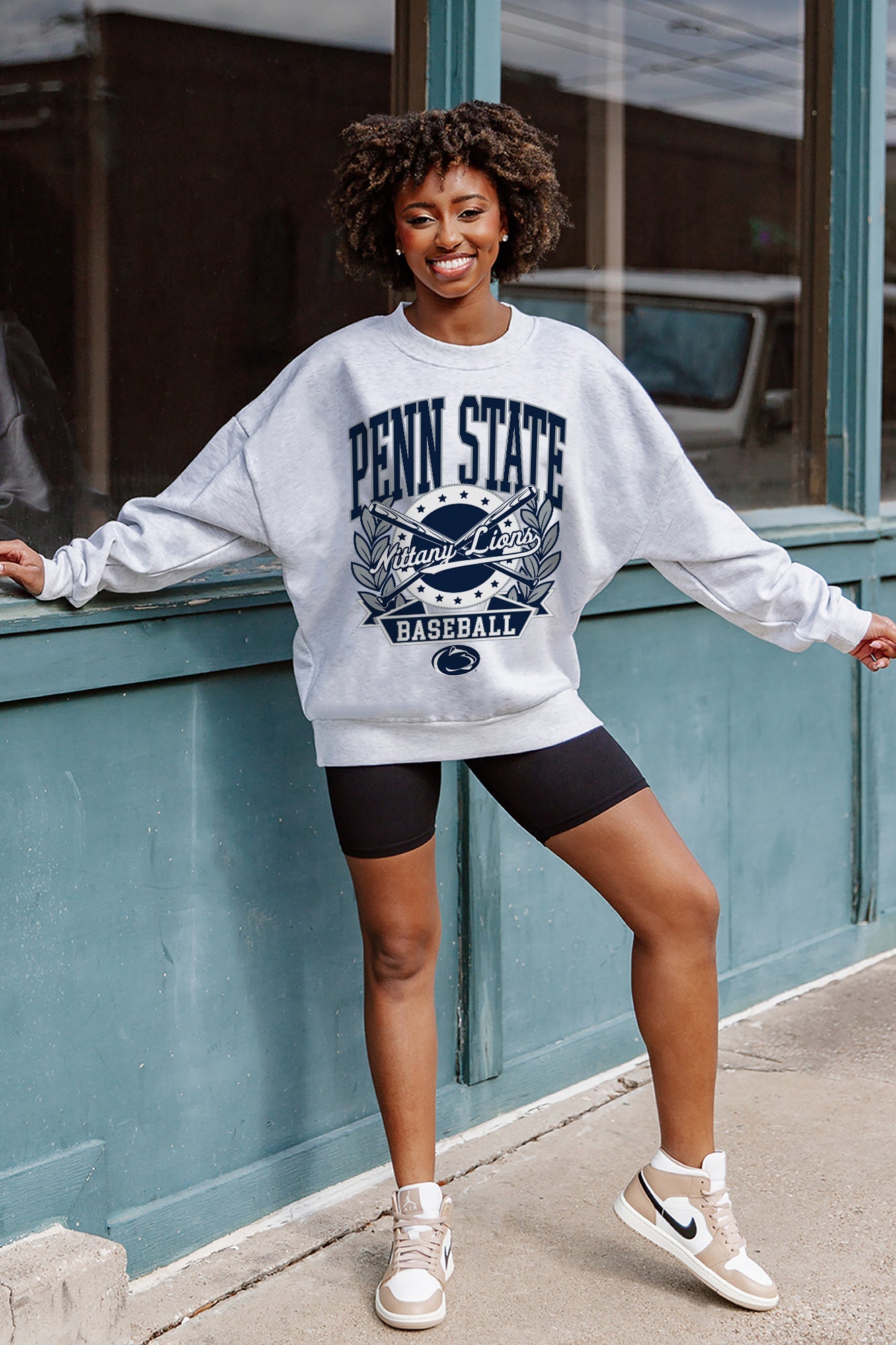 PENN STATE NITTANY LIONS BASES LOADED PREMIUM FLEECE DROP SHOULDER CREWNECK PULLOVER