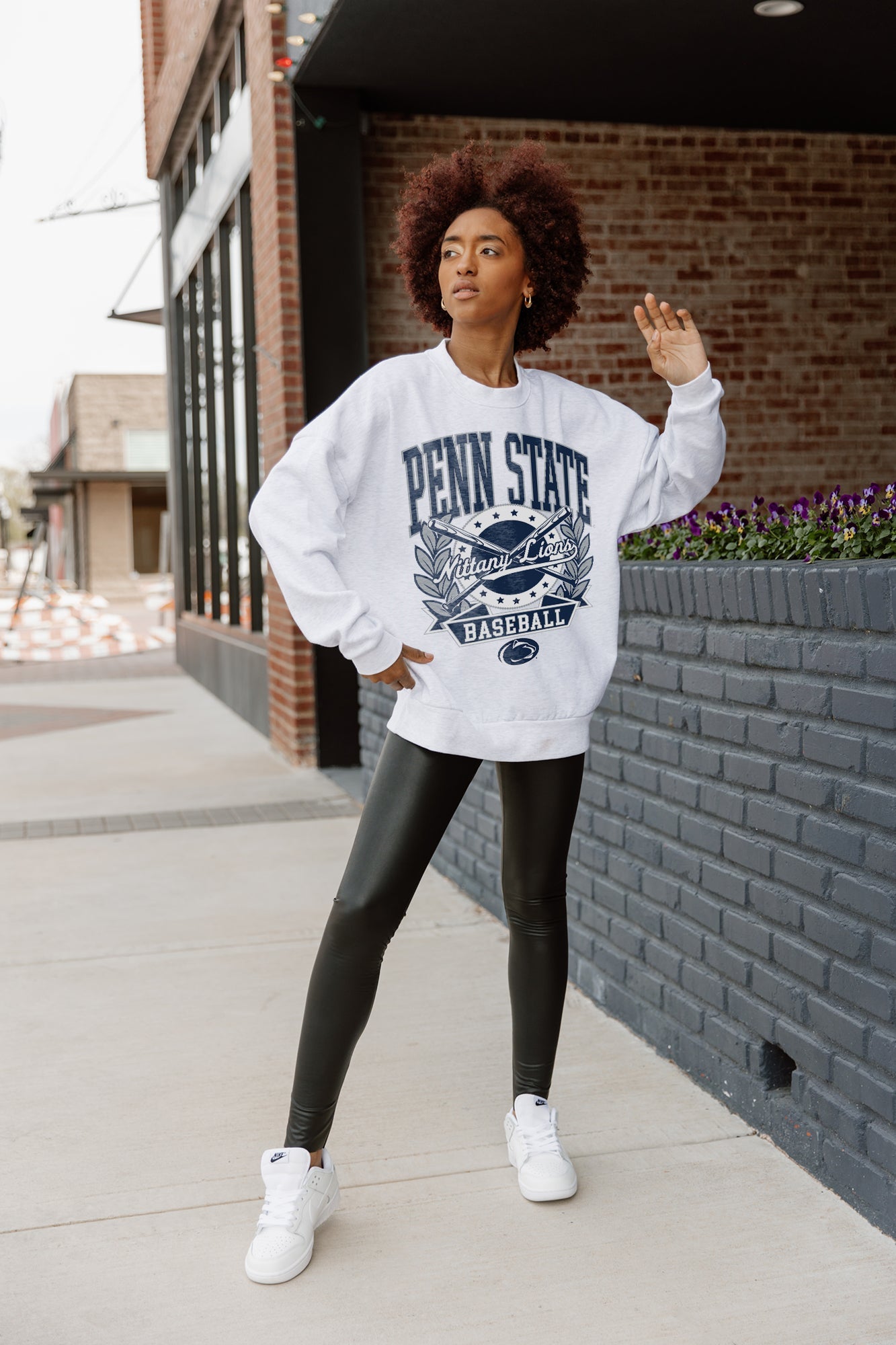 PENN STATE NITTANY LIONS BASES LOADED PREMIUM FLEECE DROP SHOULDER CREWNECK PULLOVER