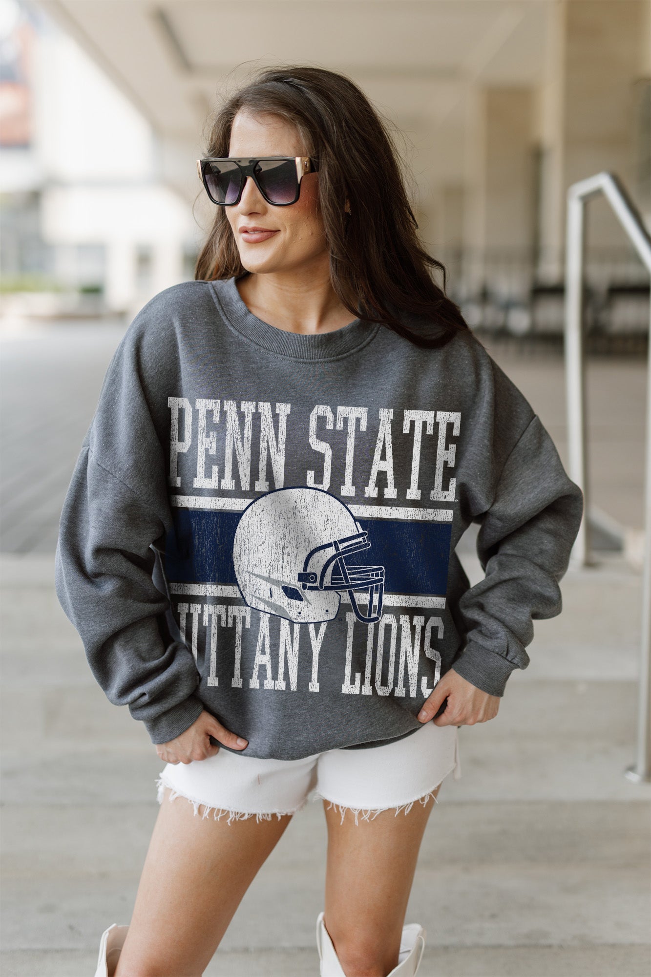 PENN STATE NITTANY LIONS WILD TAILGATE PREMIUM FLEECE DROP SHOULDER CREWNECK PULLOVER