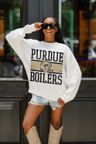 PURDUE BOILERMAKERS FAIR CATCH PREMIUM FLEECE DROP SHOULDER CREWNECK PULLOVER