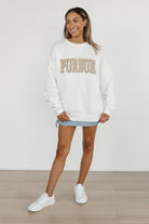 PURDUE BOILERMAKERS ALL-STAR APPEAL PREMIUM FLEECE DROP SHOULDER CREWNECK PULLOVER BY MADI PREWETT TROUTT