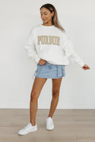 PURDUE BOILERMAKERS ALL-STAR APPEAL PREMIUM FLEECE DROP SHOULDER CREWNECK PULLOVER BY MADI PREWETT TROUTT