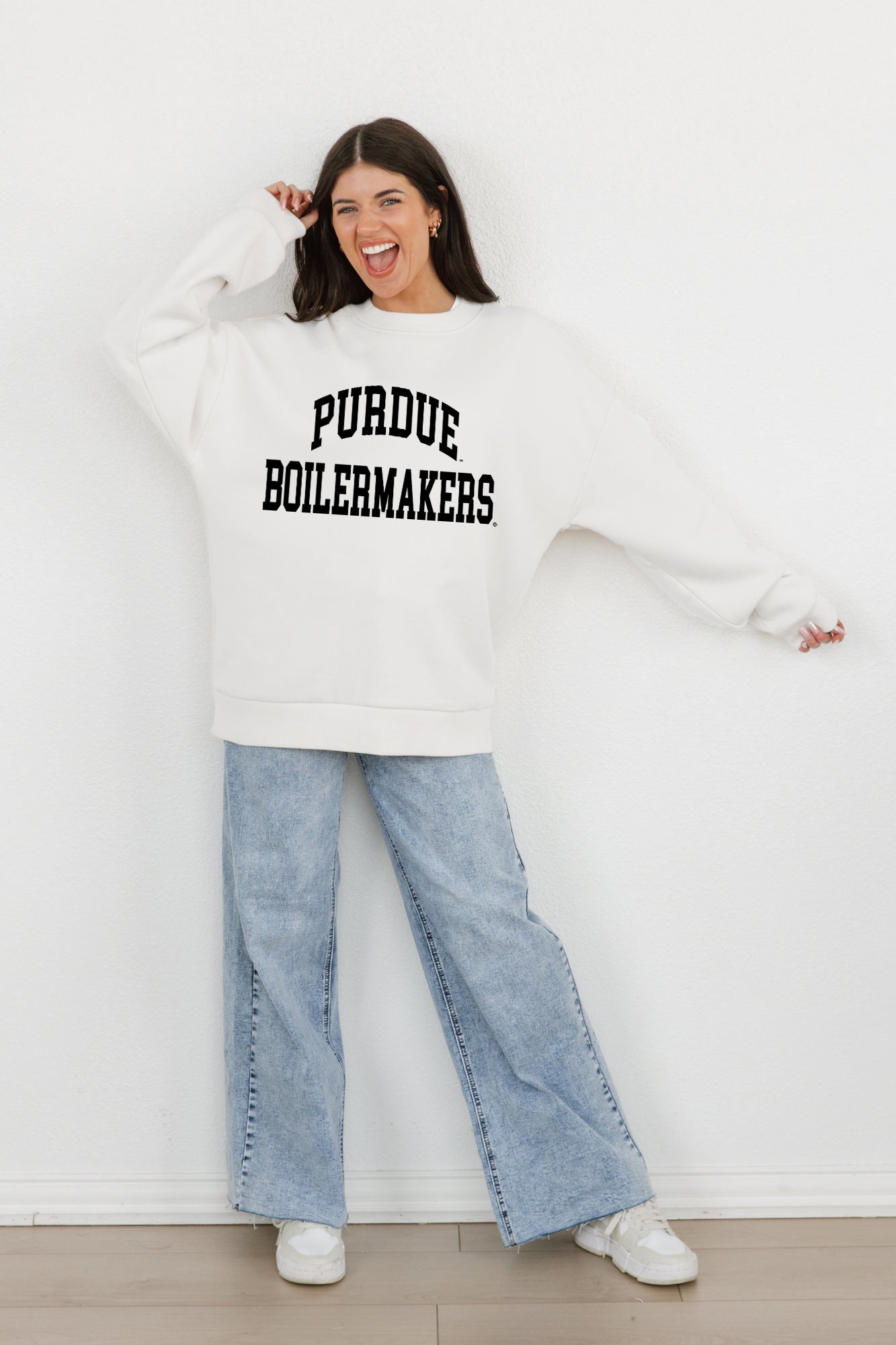 PURDUE BOILERMAKERS ALL-STAR STYLE PREMIUM FLEECE DROP SHOULDER CREWNECK PULLOVER BY MADI PREWETT TROUTT