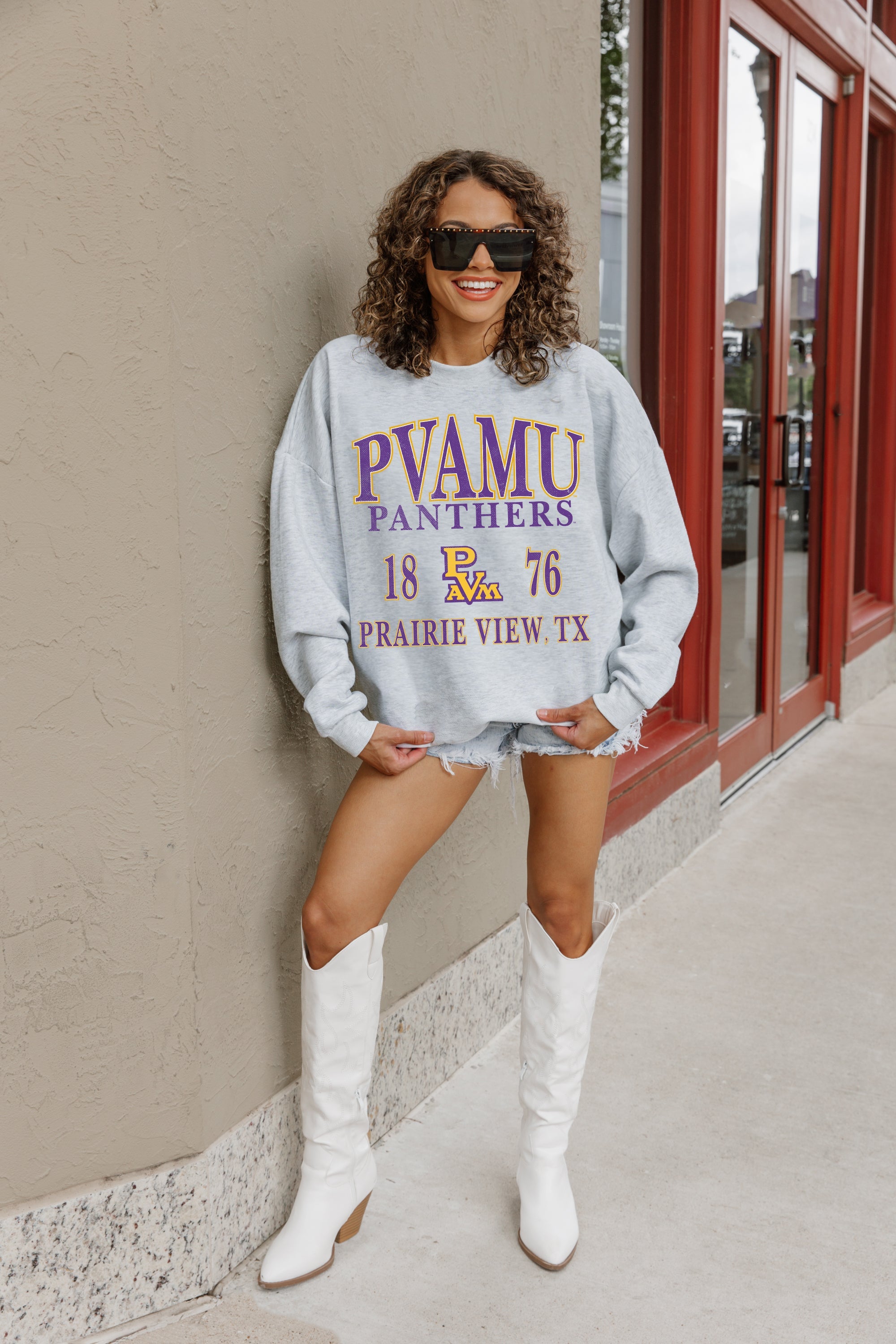 PRAIRIE VIEW A&M PANTHERS ALLEGIANCE PREMIUM FLEECE DROP SHOULDER CREWNECK PULLOVER