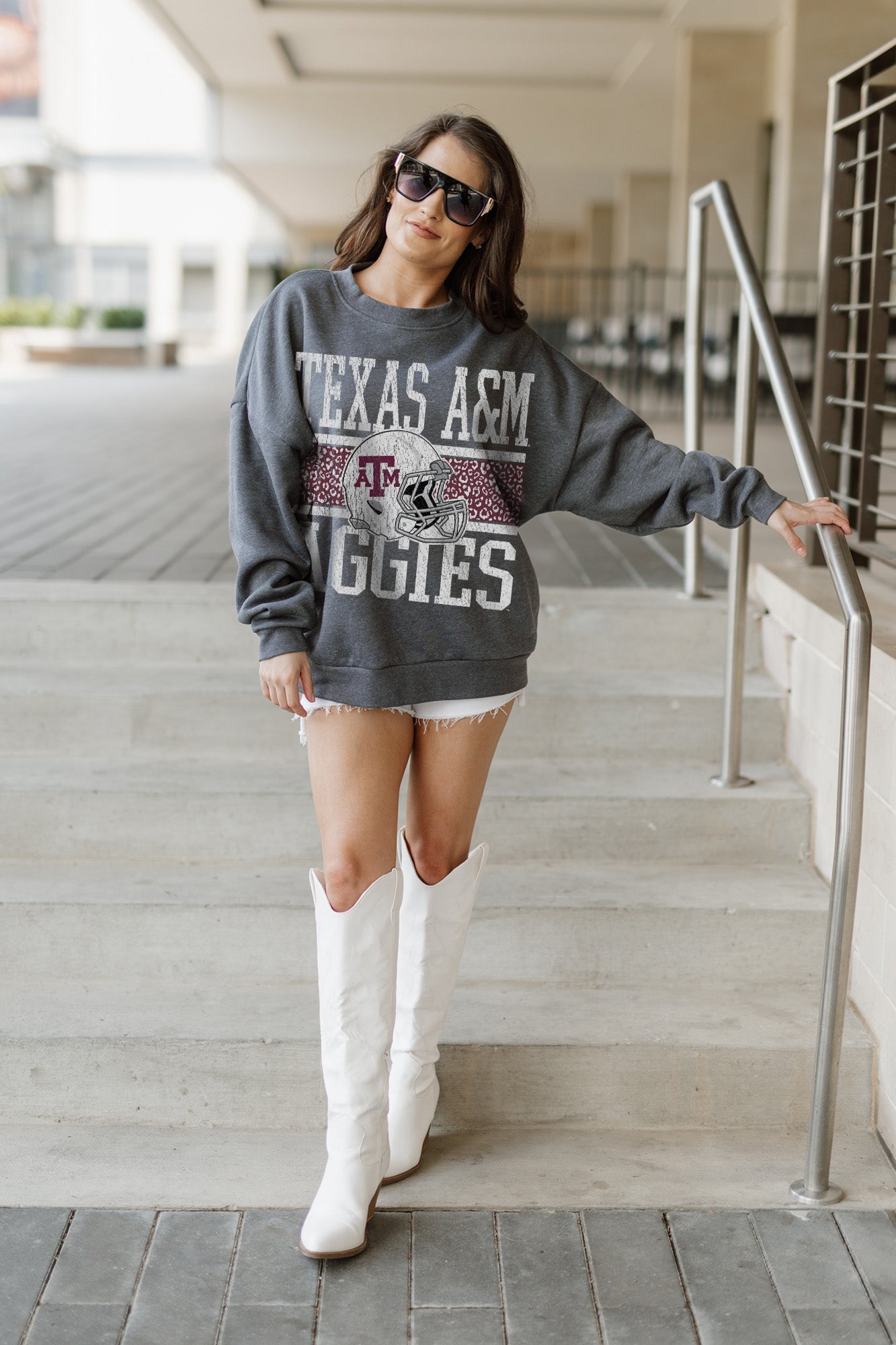 TEXAS A&M AGGIES WILD TAILGATE PREMIUM FLEECE DROP SHOULDER CREWNECK PULLOVER