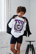 TCU HORNED FROGS BASES LOADED PREMIUM FLEECE DROP SHOULDER CREWNECK PULLOVER