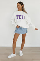 TCU HORNED FROGS ALL-STAR APPEAL PREMIUM FLEECE DROP SHOULDER CREWNECK PULLOVER BY MADI PREWETT TROUTT