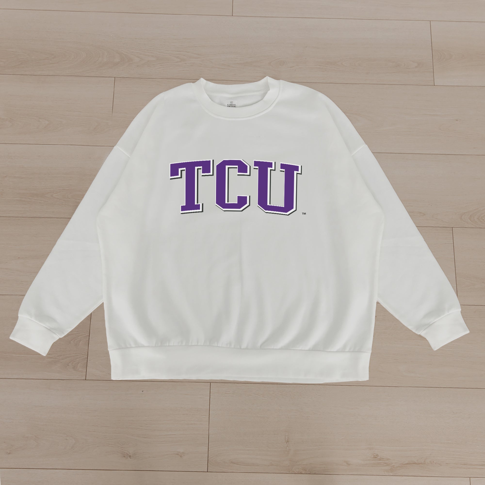 TCU HORNED FROGS ALL-STAR APPEAL PREMIUM FLEECE DROP SHOULDER CREWNECK PULLOVER BY MADI PREWETT TROUTT