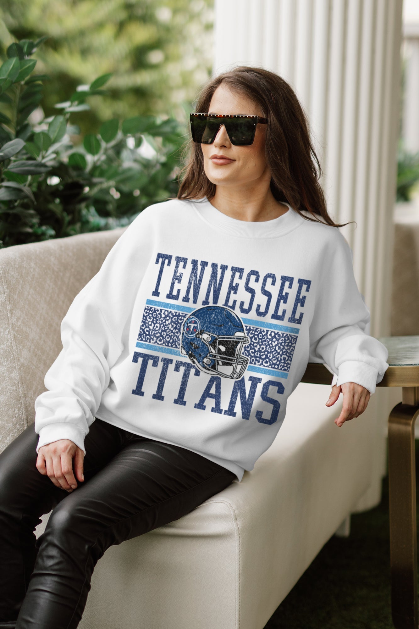 TENNESSEE TITANS FAIR CATCH PREMIUM FLEECE DROP SHOULDER CREWNECK PULLOVER