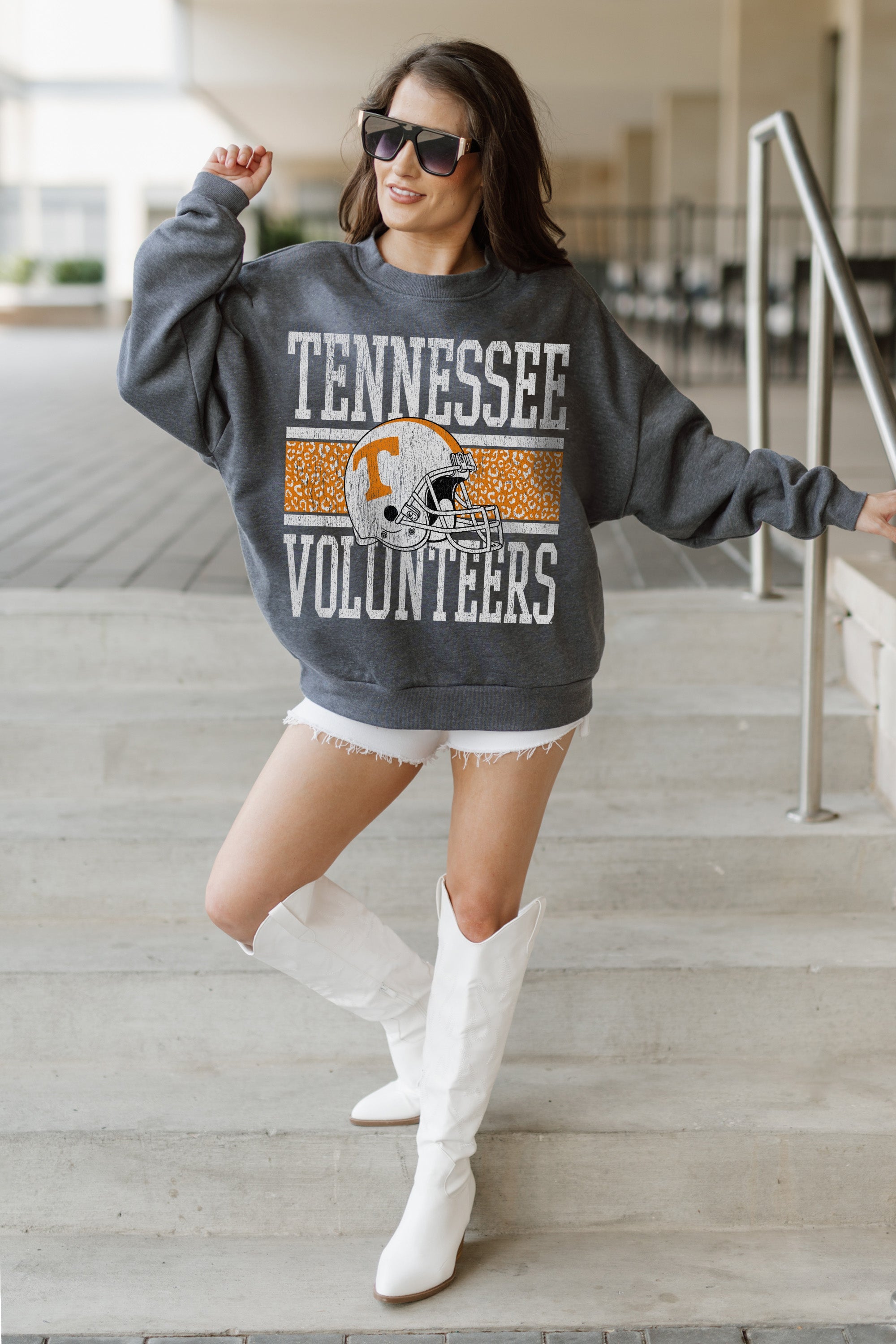 TENNESSEE VOLUNTEERS WILD TAILGATE PREMIUM FLEECE DROP SHOULDER CREWNECK PULLOVER