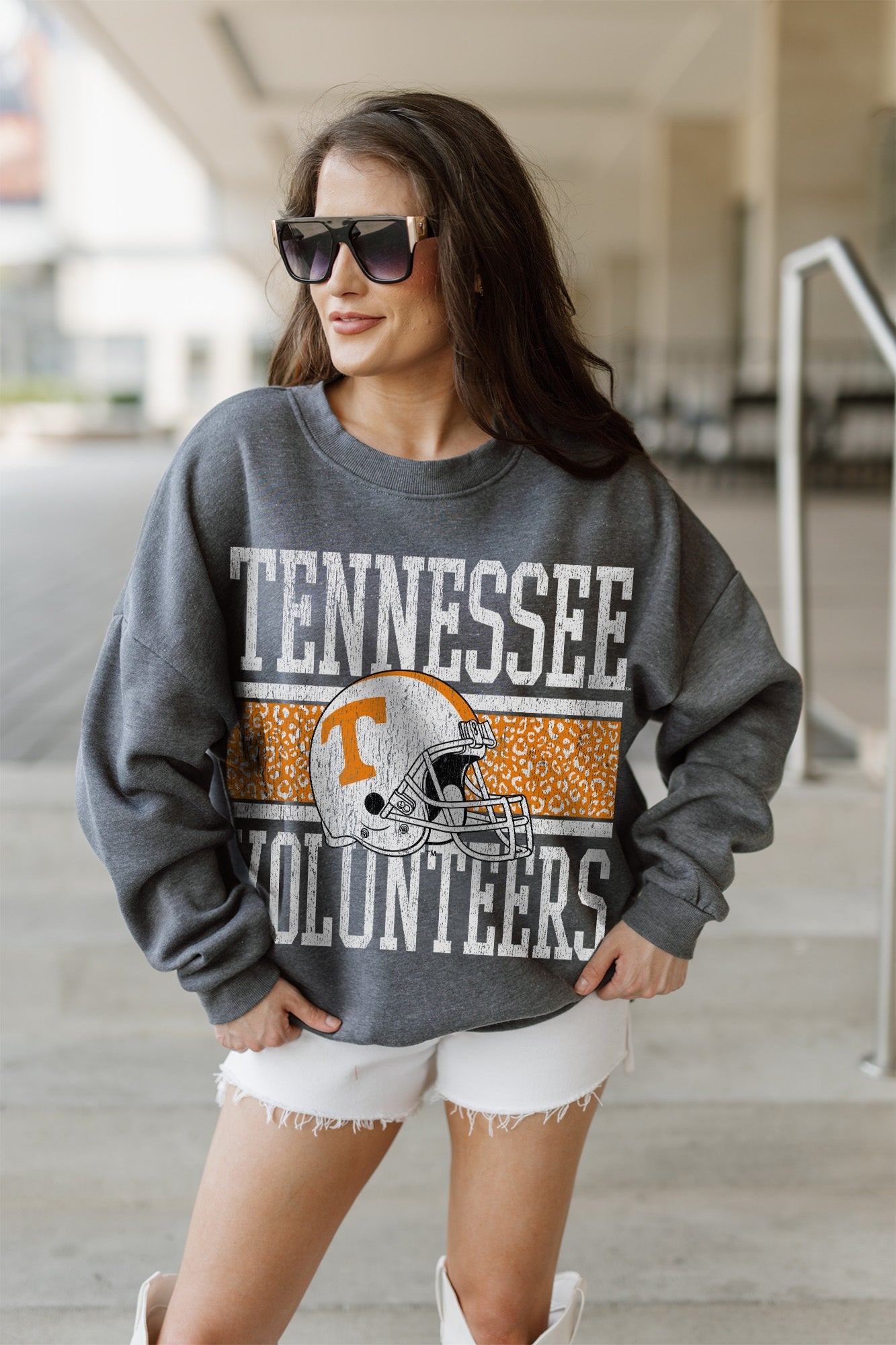 TENNESSEE VOLUNTEERS WILD TAILGATE PREMIUM FLEECE DROP SHOULDER CREWNECK PULLOVER