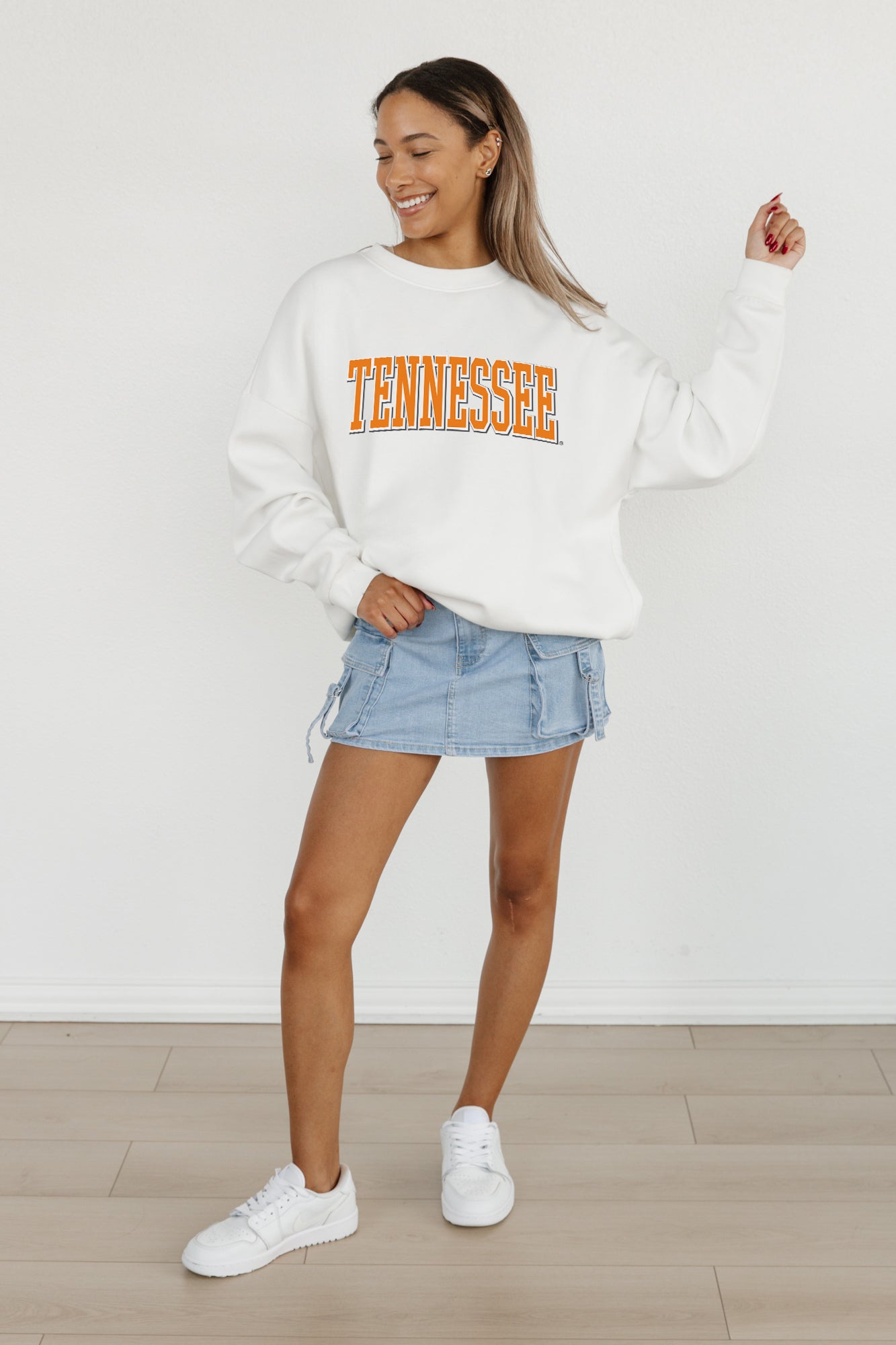 TENNESSEE VOLUNTEERS ALL-STAR APPEAL PREMIUM FLEECE DROP SHOULDER CREWNECK PULLOVER BY MADI PREWETT TROUTT