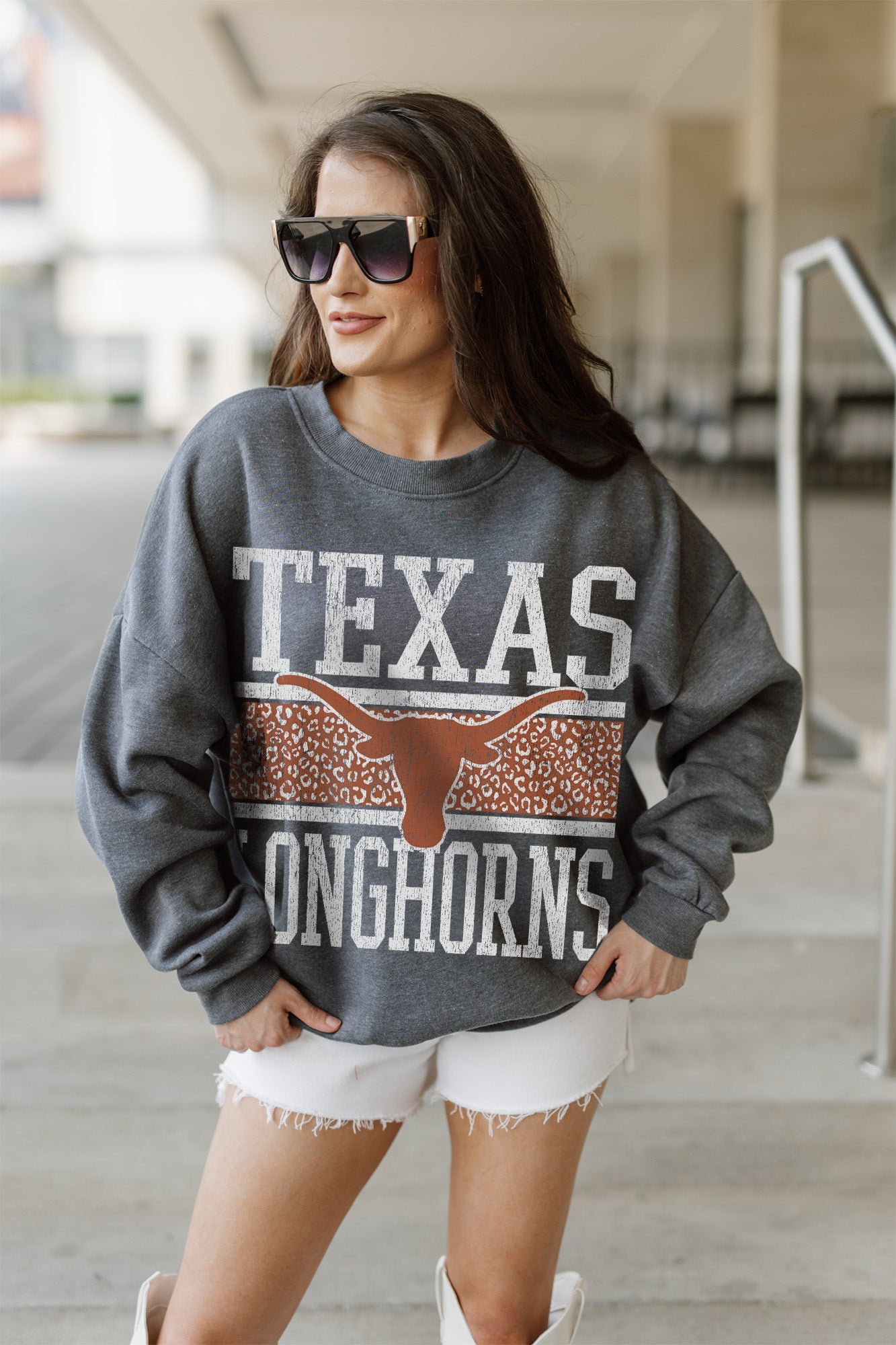 TEXAS LONGHORNS WILD TAILGATE PREMIUM FLEECE DROP SHOULDER CREWNECK PULLOVER