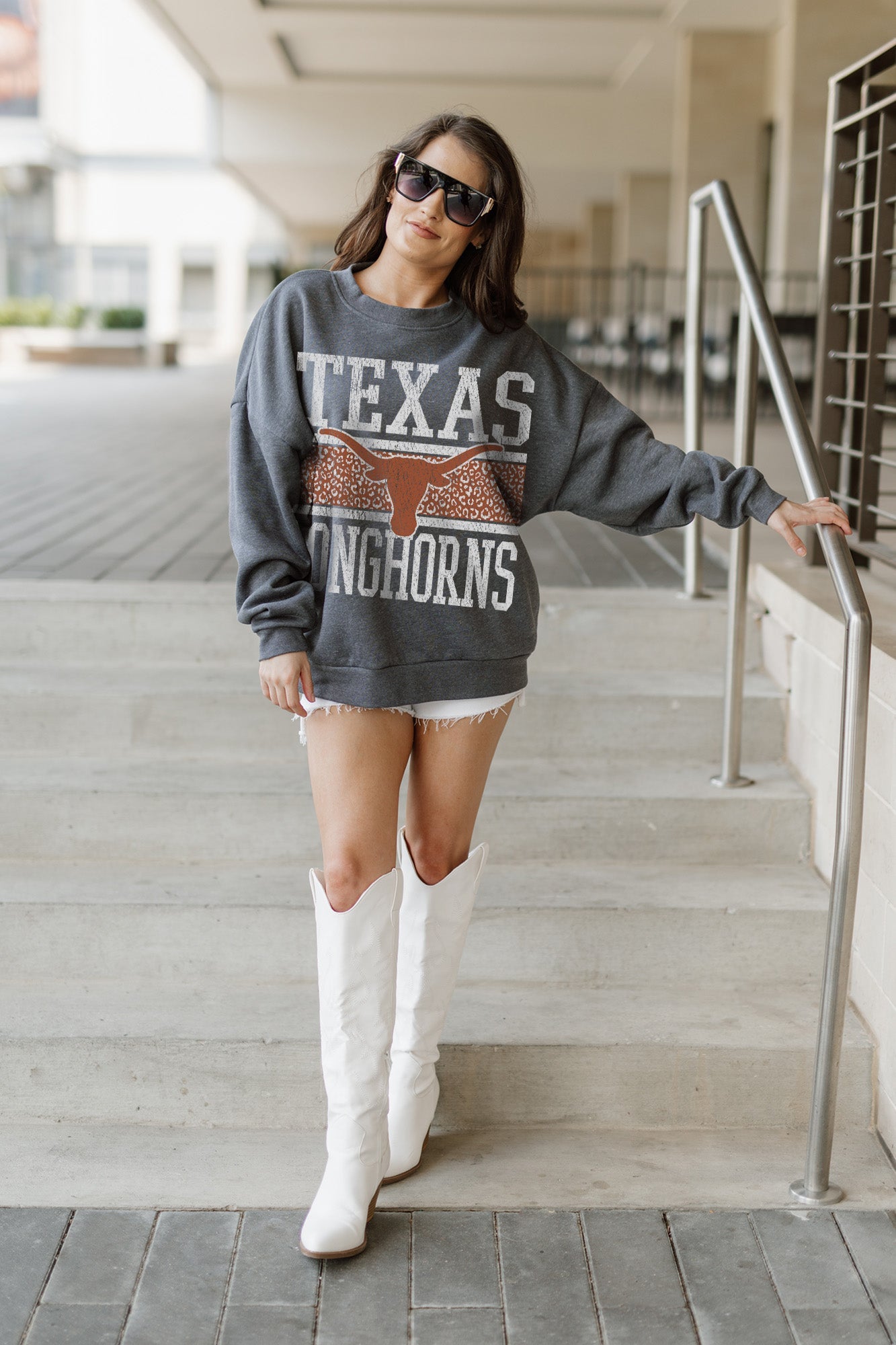 TEXAS LONGHORNS WILD TAILGATE PREMIUM FLEECE DROP SHOULDER CREWNECK PULLOVER