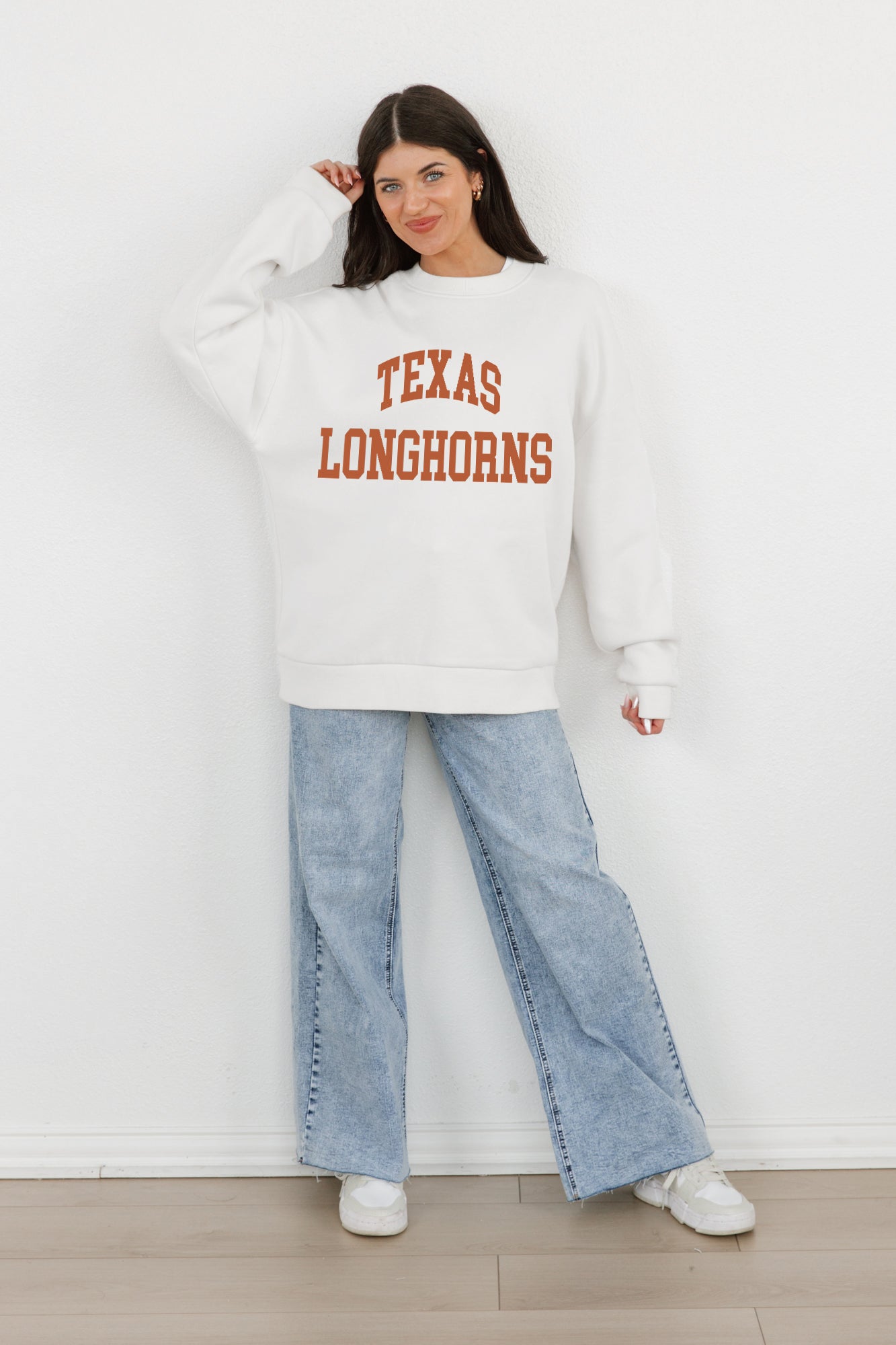 TEXAS LONGHORNS ALL-STAR STYLE PREMIUM FLEECE DROP SHOULDER CREWNECK PULLOVER BY MADI PREWETT TROUTT