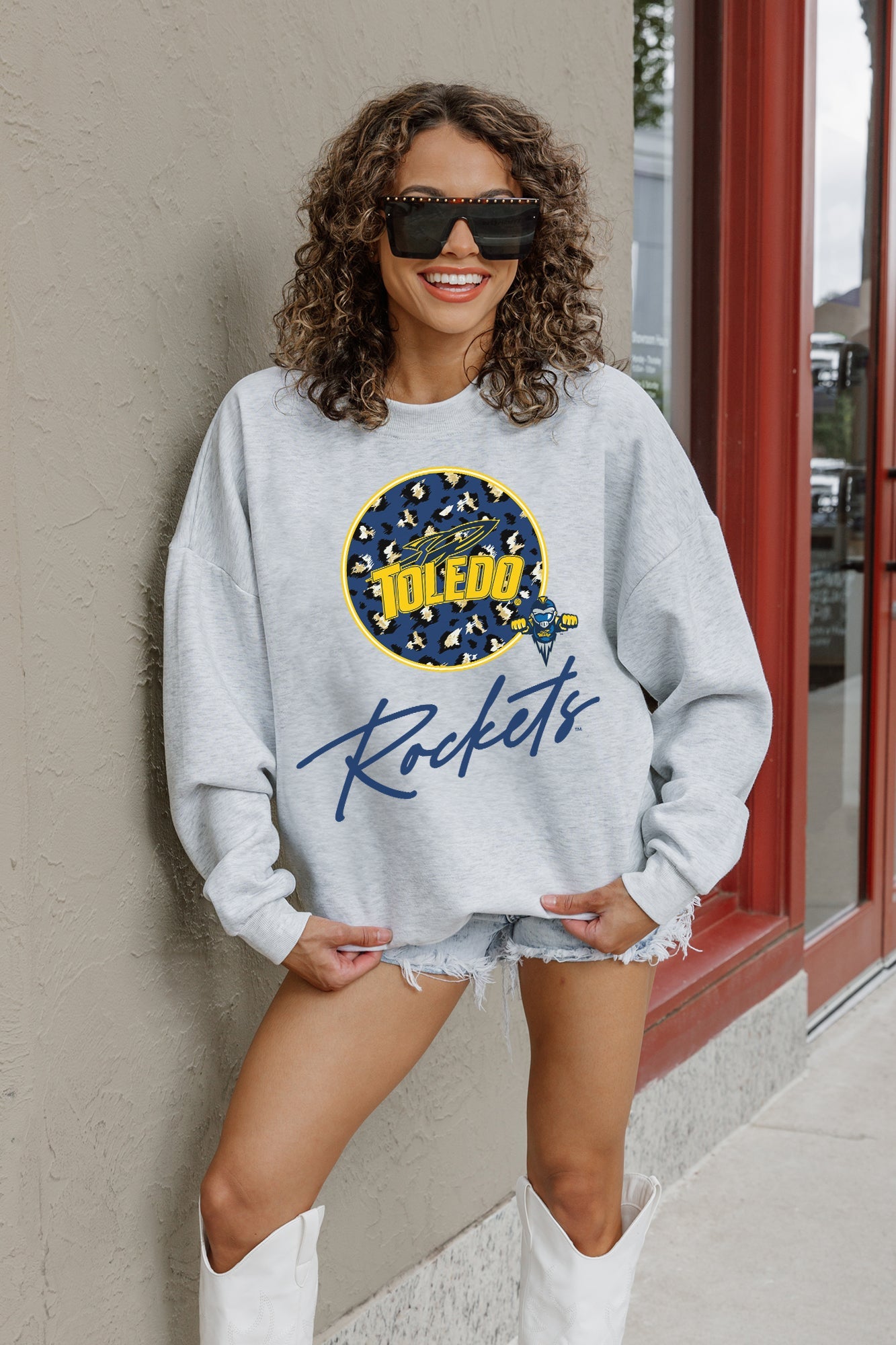 TOLEDO ROCKETS GOING WILD PREMIUM FLEECE DROP SHOULDER CREWNECK PULLOVER