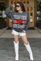 TEXAS TECH RED RAIDERS WILD TAILGATE PREMIUM FLEECE DROP SHOULDER CREWNECK PULLOVER