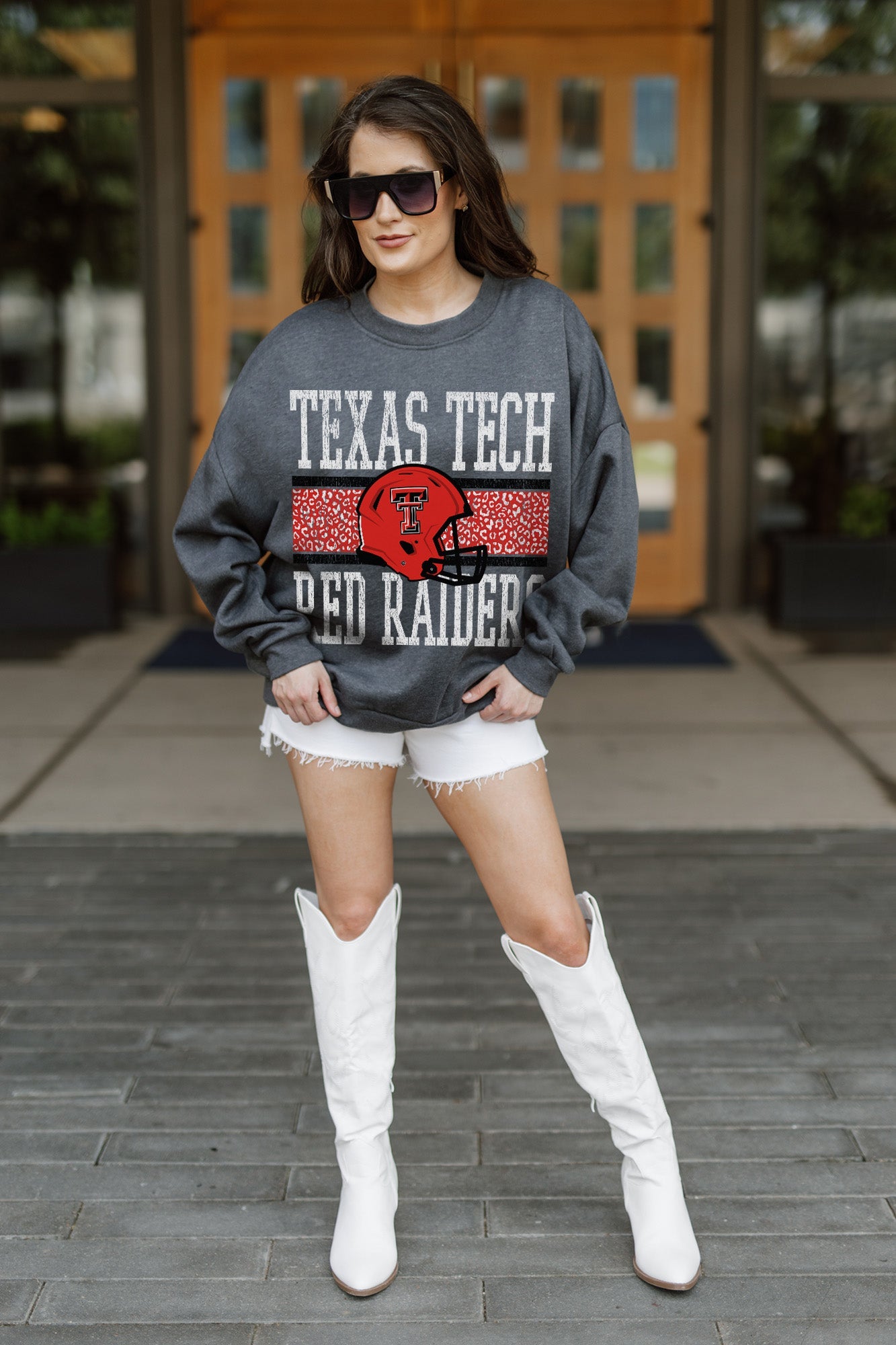 TEXAS TECH RED RAIDERS WILD TAILGATE PREMIUM FLEECE DROP SHOULDER CREWNECK PULLOVER