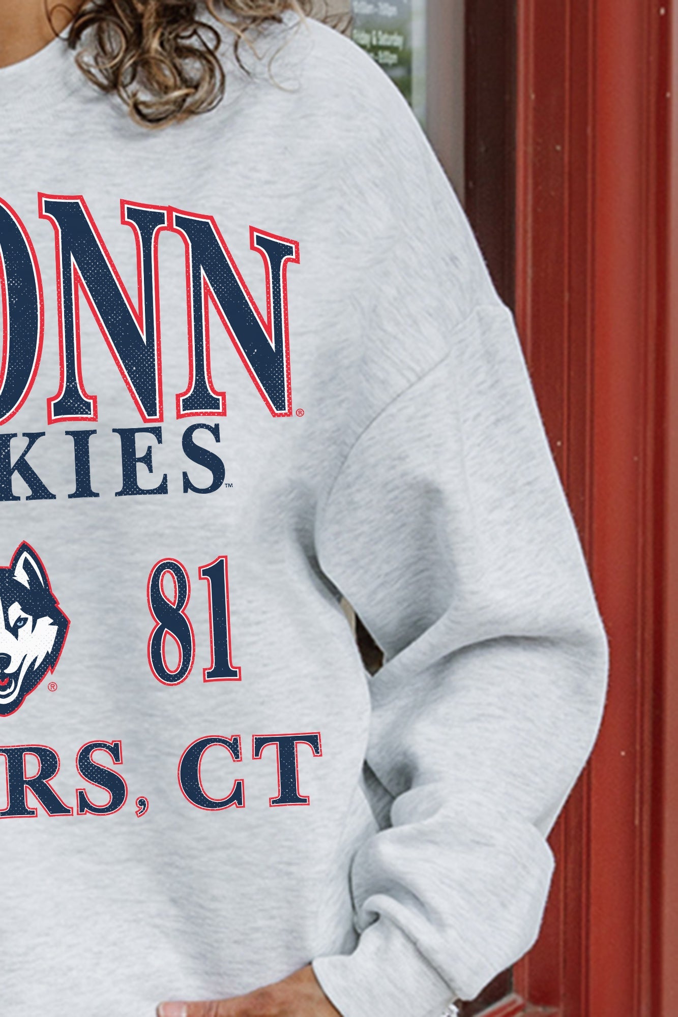 UCONN HUSKIES ALLEGIANCE PREMIUM FLEECE DROP SHOULDER CREWNECK PULLOVER