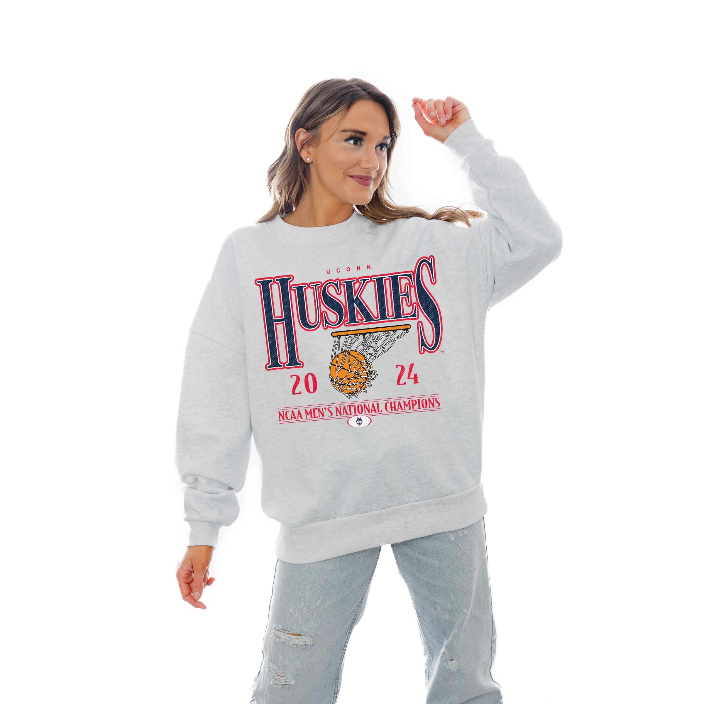 UCONN HUSKIES BRACKET BATTLE PREMIUM FLEECE DROP SHOULDER CREWNECK PULLOVER