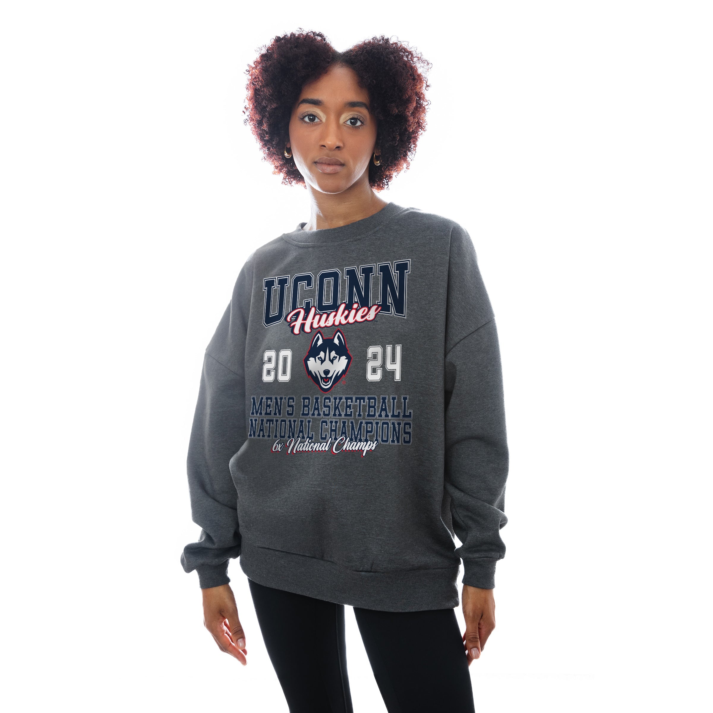 UCONN HUSKIES COUNTDOWN PREMIUM FLEECE DROP SHOULDER CREWNECK PULLOVER