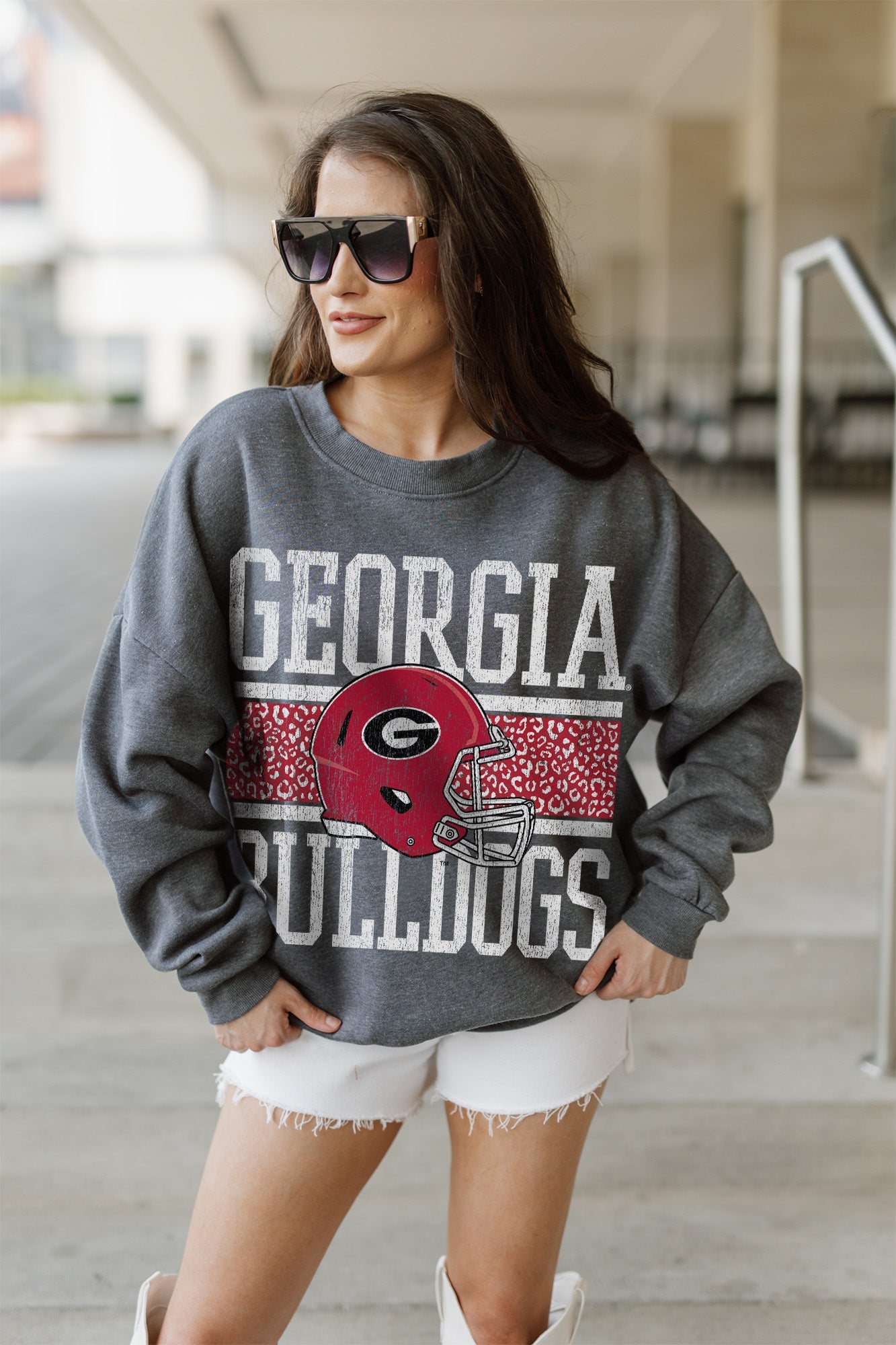 GEORGIA BULLDOGS WILD TAILGATE PREMIUM FLEECE DROP SHOULDER CREWNECK PULLOVER