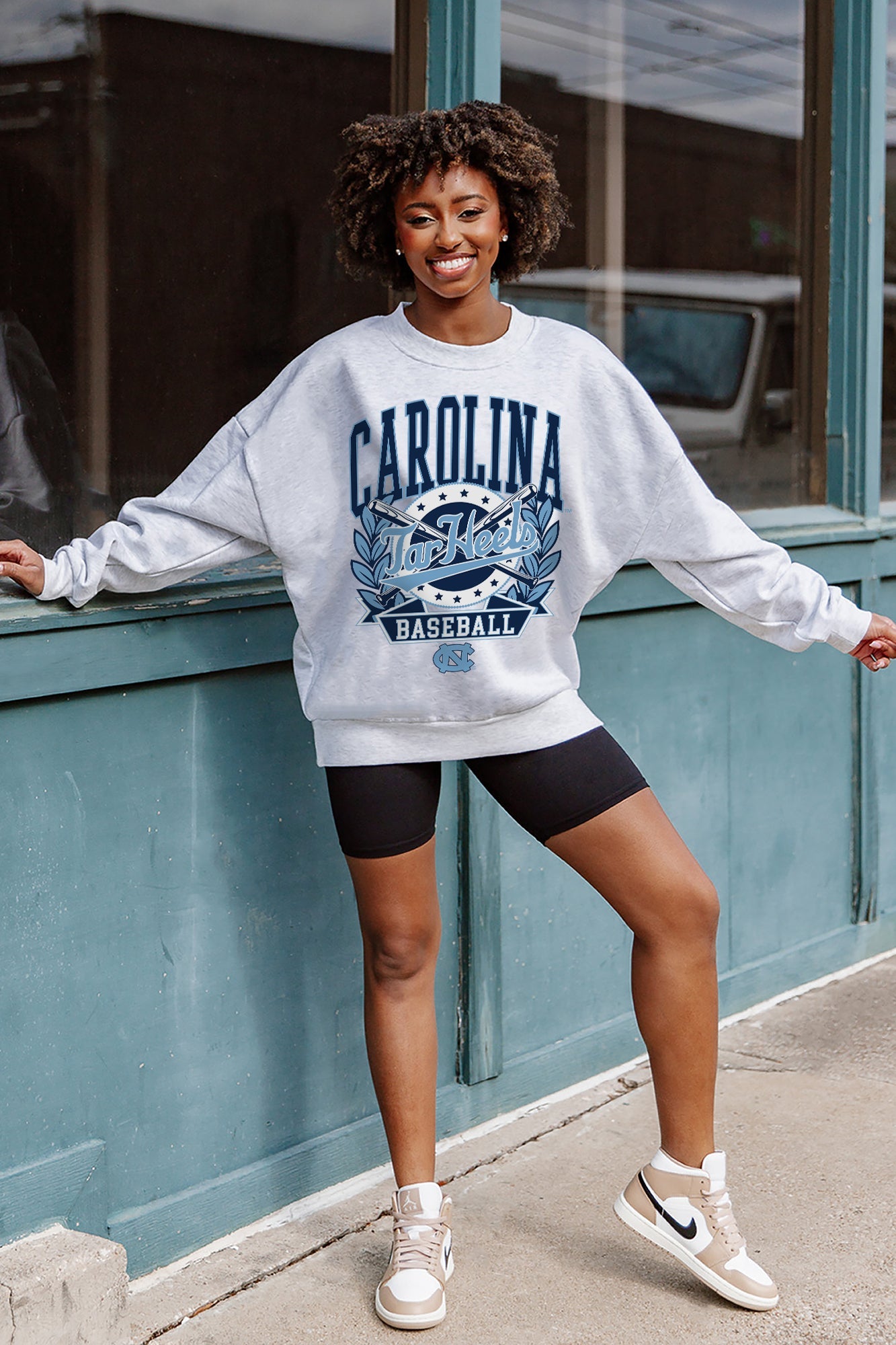 NORTH CAROLINA TAR HEELS BASES LOADED PREMIUM FLEECE DROP SHOULDER CREWNECK PULLOVER