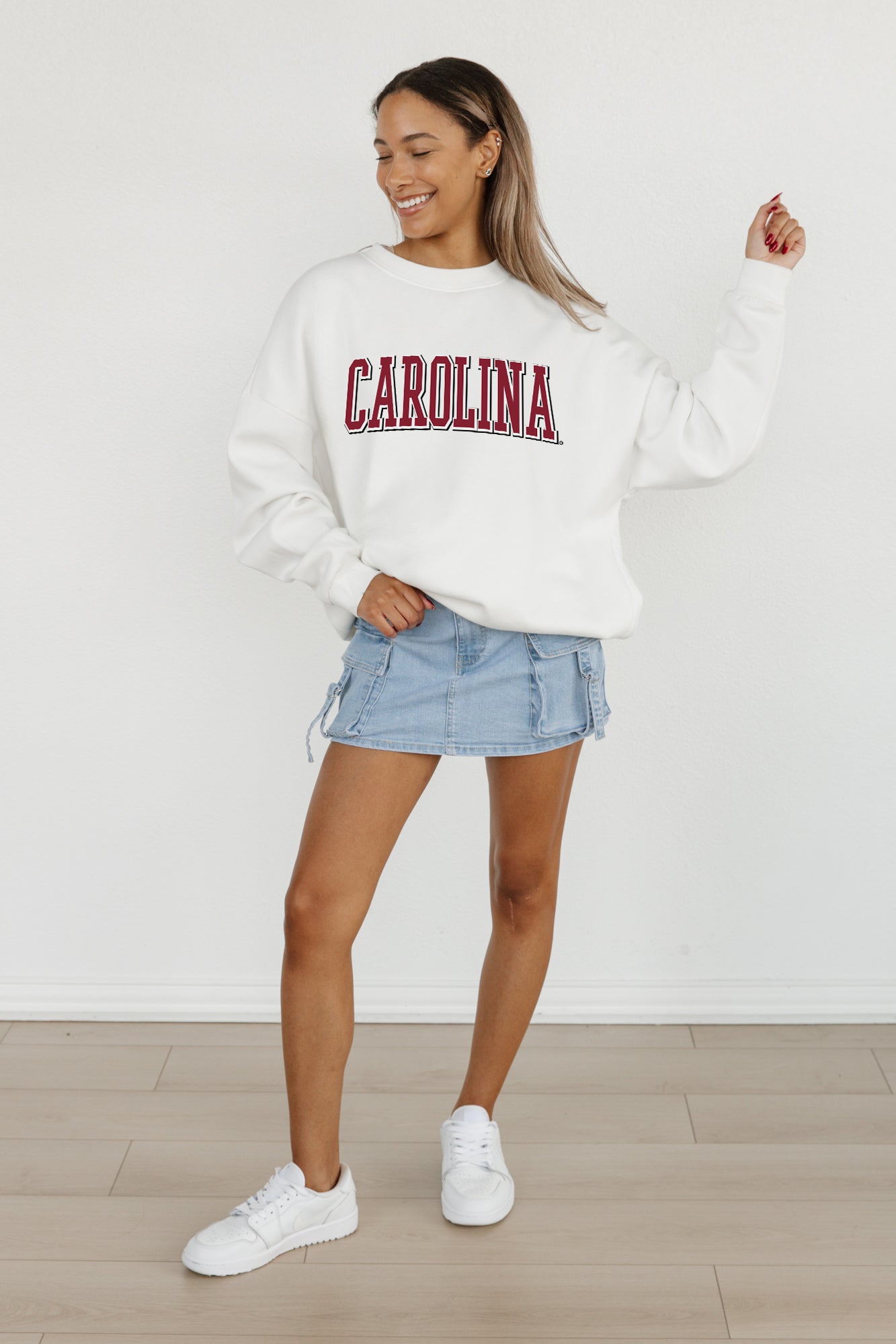 SOUTH CAROLINA GAMECOCKS ALL-STAR APPEAL PREMIUM FLEECE DROP SHOULDER CREWNECK PULLOVER BY MADI PREWETT TROUTT