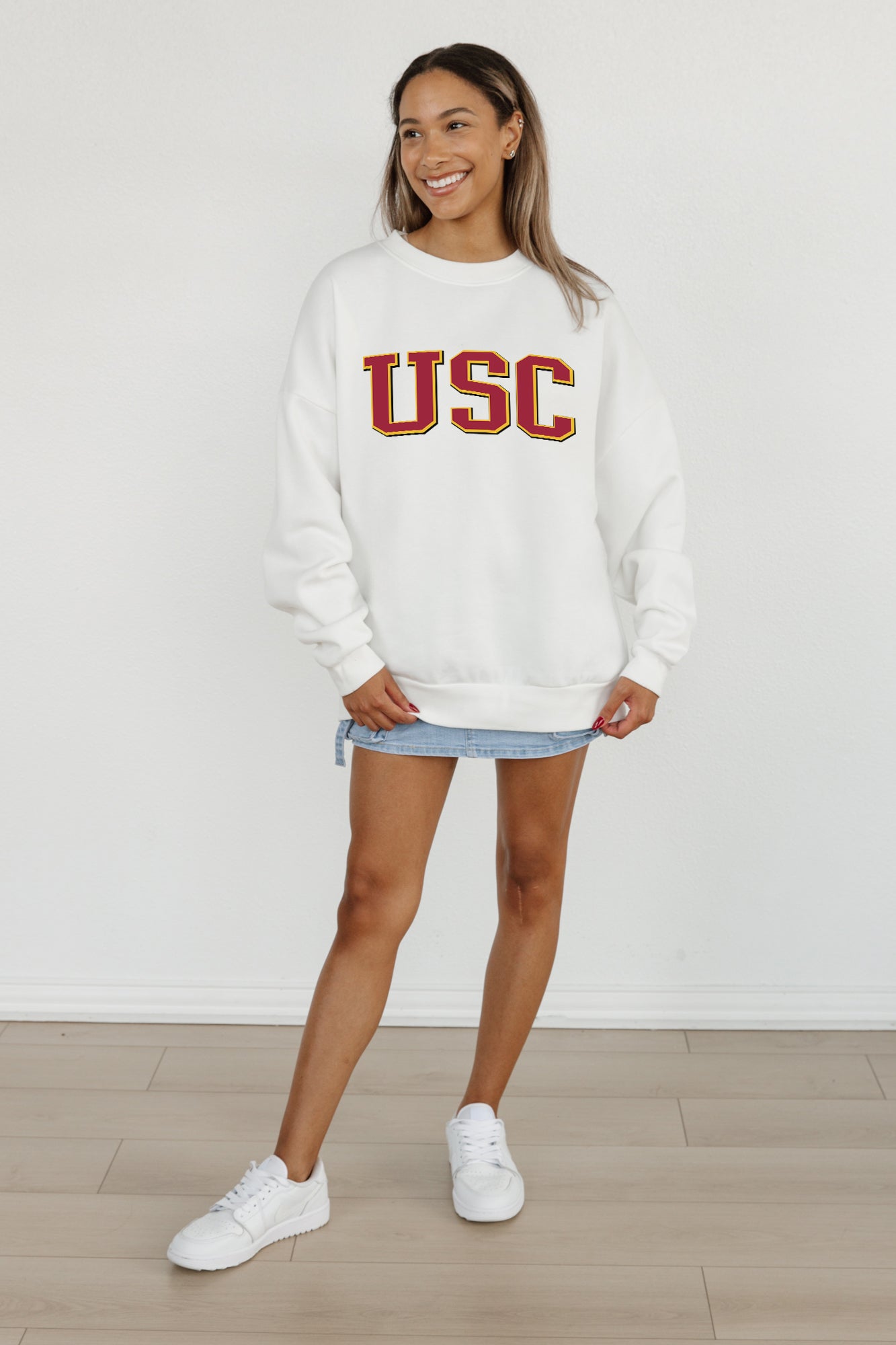 USC TROJANS ALL-STAR APPEAL PREMIUM FLEECE DROP SHOULDER CREWNECK PULLOVER BY MADI PREWETT TROUTT