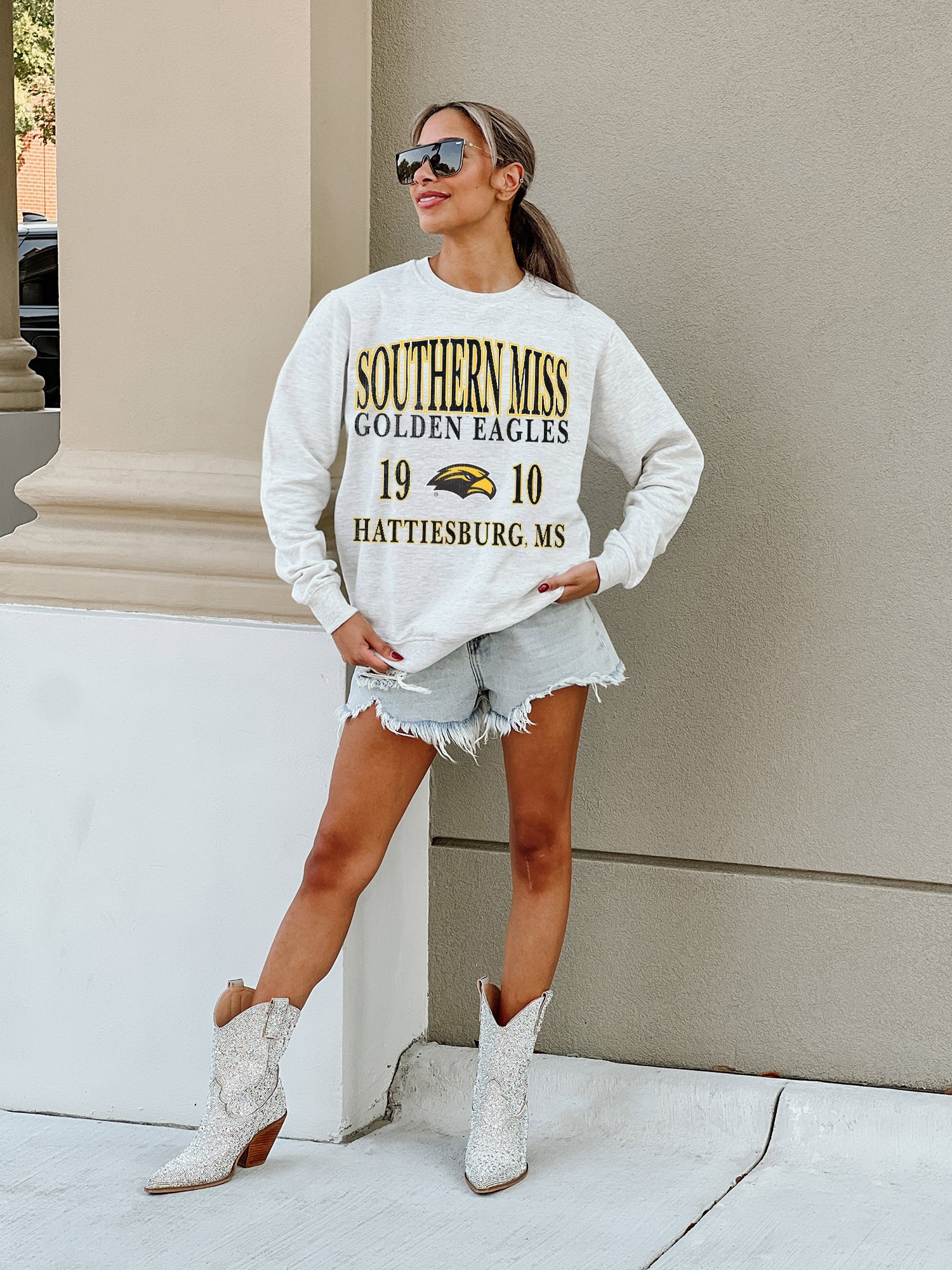 SOUTHERN MISS GOLDEN EAGLES ALLEGIANCE PREMIUM FLEECE DROP SHOULDER CREWNECK PULLOVER