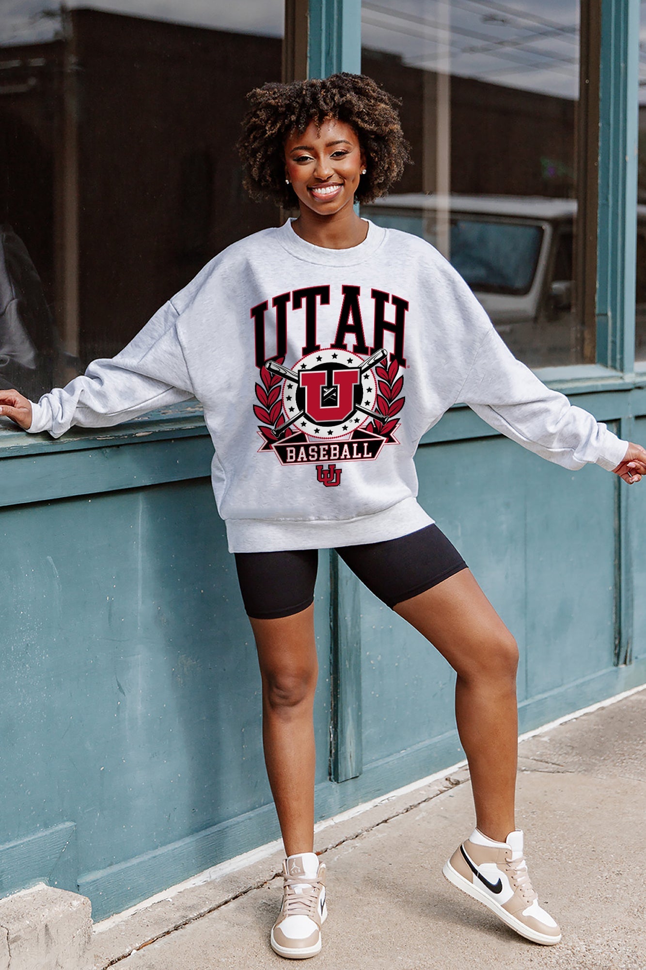 UTAH UTES BASES LOADED PREMIUM FLEECE DROP SHOULDER CREWNECK PULLOVER