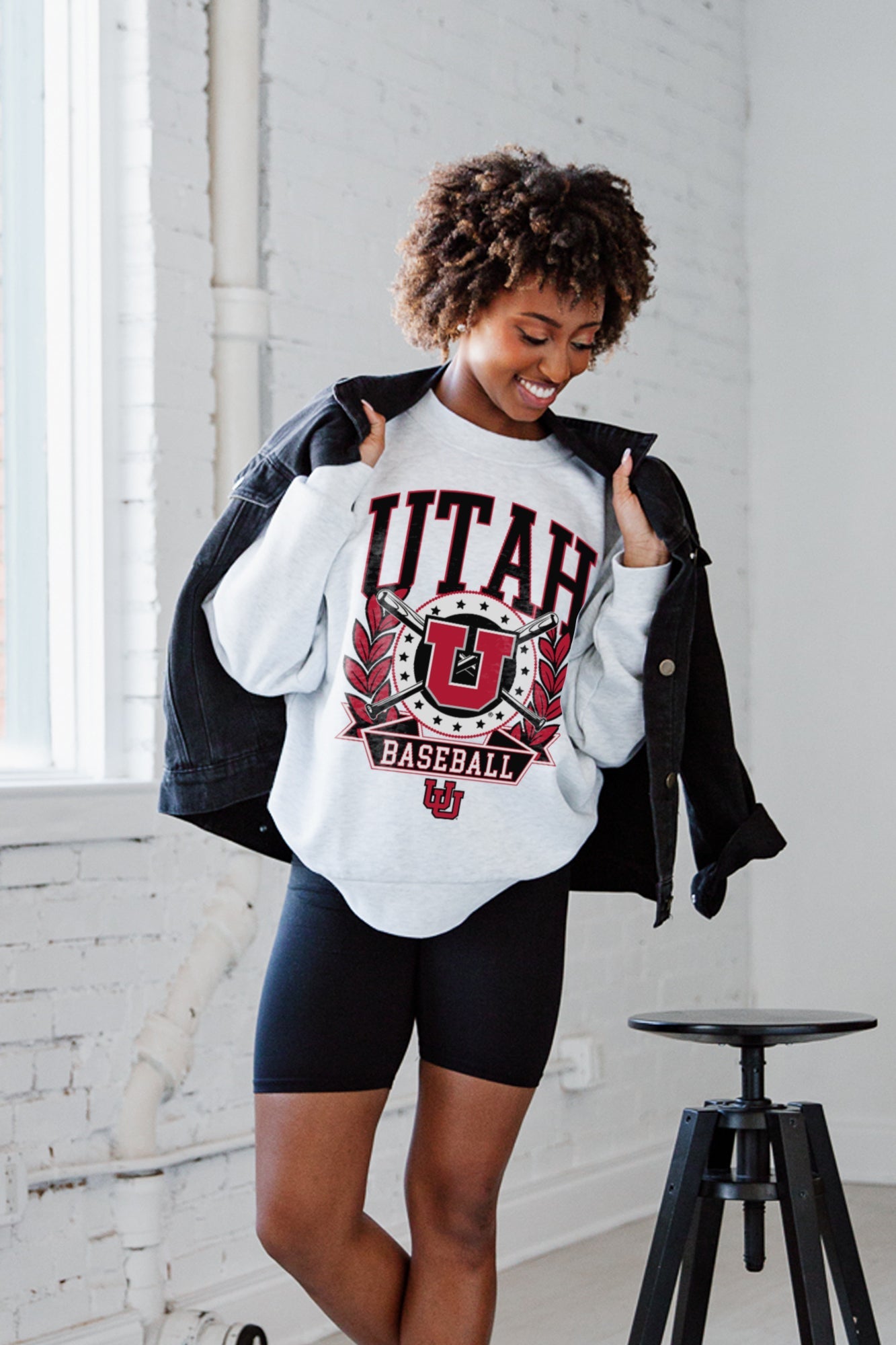 UTAH UTES BASES LOADED PREMIUM FLEECE DROP SHOULDER CREWNECK PULLOVER