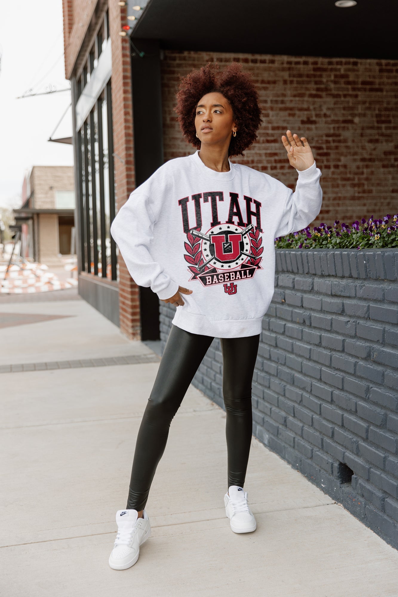 UTAH UTES BASES LOADED PREMIUM FLEECE DROP SHOULDER CREWNECK PULLOVER