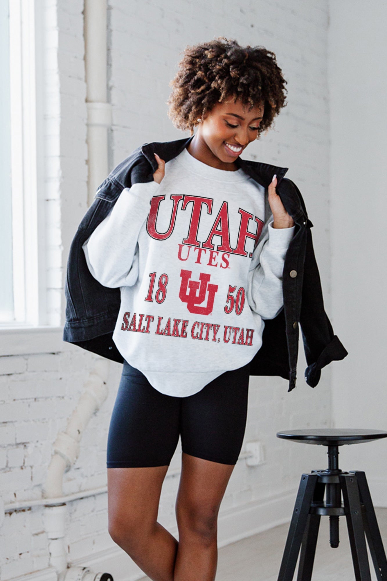 UTAH UTES ALLEGIANCE PREMIUM FLEECE DROP SHOULDER CREWNECK PULLOVER