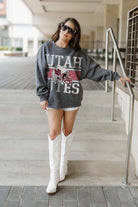 UTAH UTES WILD TAILGATE PREMIUM FLEECE DROP SHOULDER CREWNECK PULLOVER