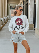 VIRGINIA TECH HOKIES GOING WILD PREMIUM FLEECE DROP SHOULDER CREWNECK PULLOVER